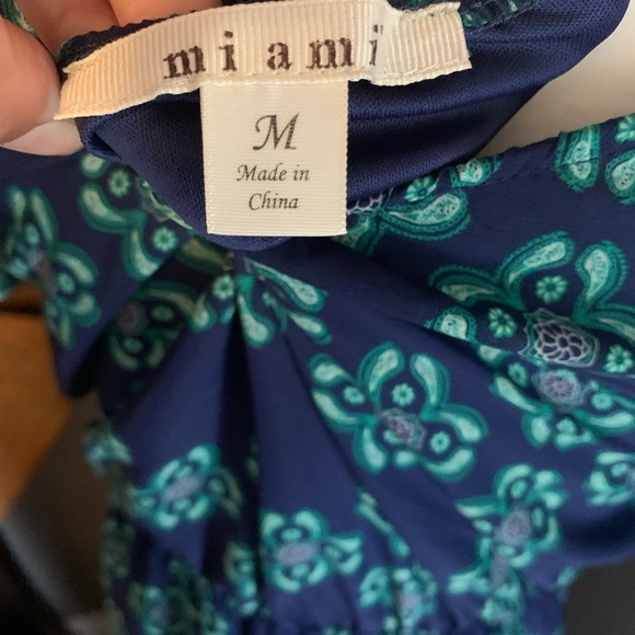 🦉/Miami Cinch Elastic Waist Blue & Green Maxi Dress Size: Medium - Picture 7 of 8